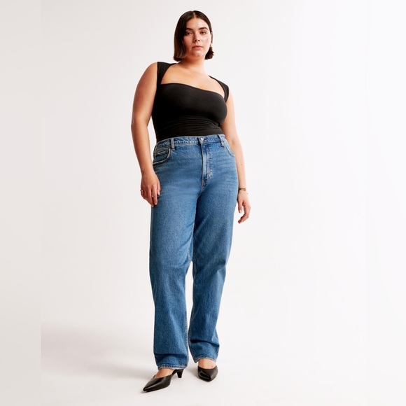 Abercrombie & Fitch 90s Straight Ultra High Rise‎ Denim Medium Wash Size 36/22R - Picture 1 of 8